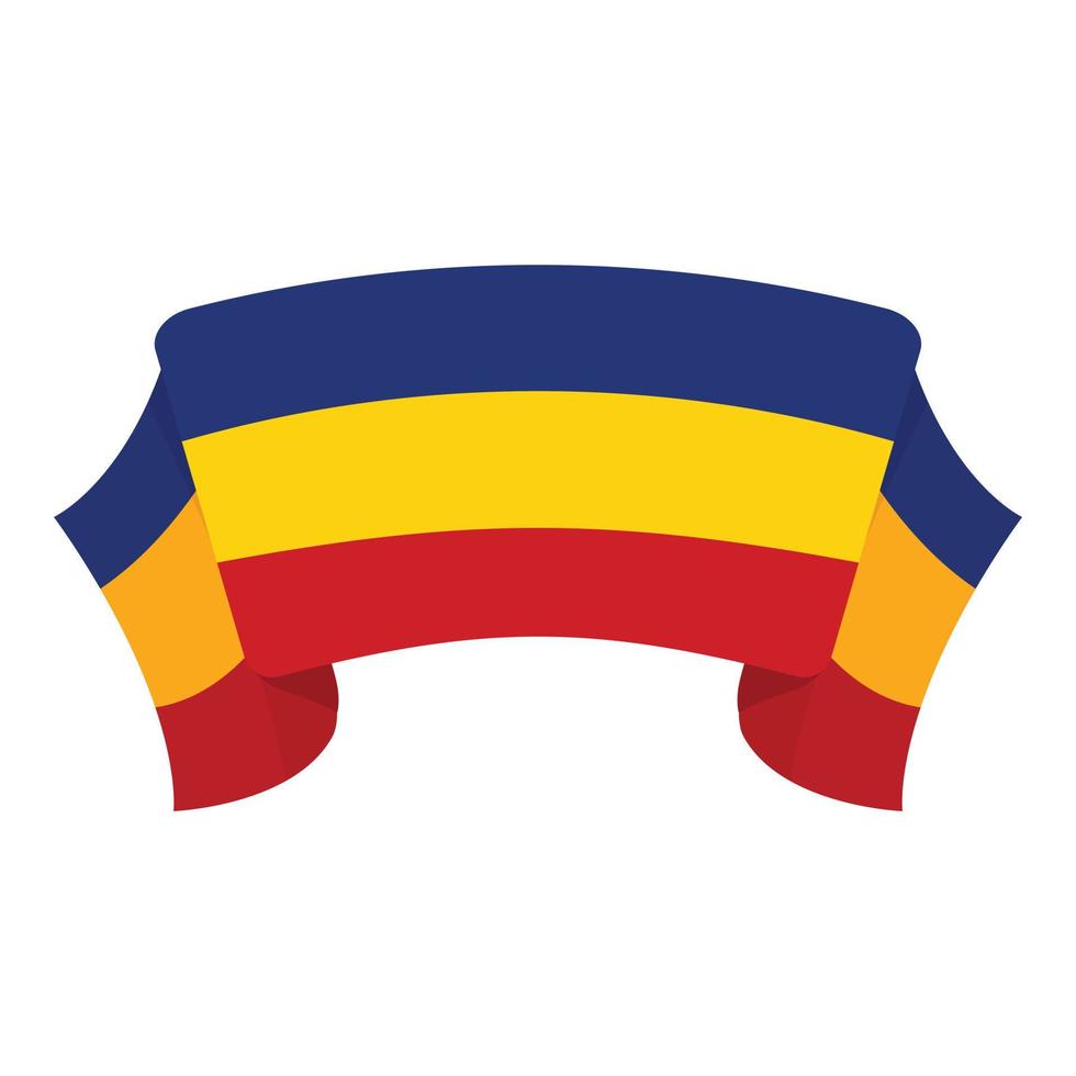 Landmark ribbon icon cartoon vector. Romania flag vector