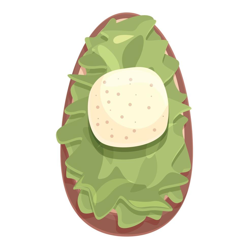 vector de dibujos animados de icono de bruschetta verde. aperitivo de pan