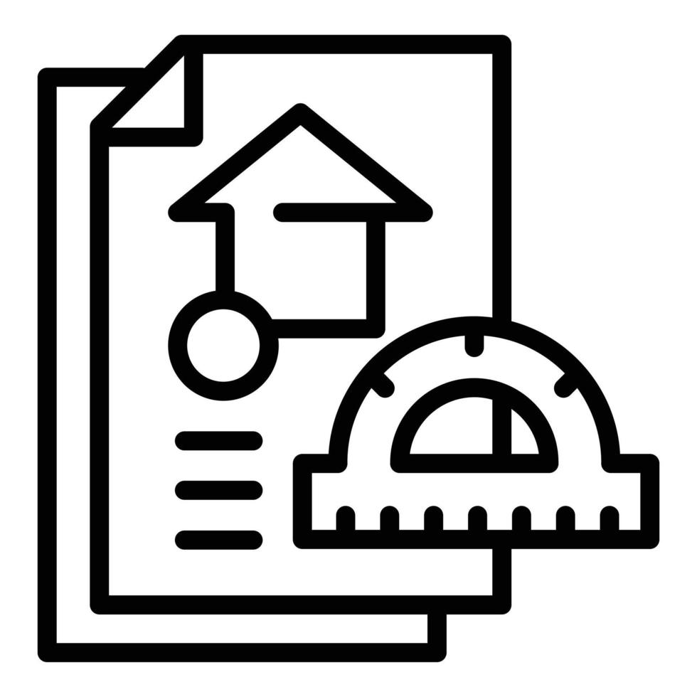 Architect protractor house project icon, outline style vector
