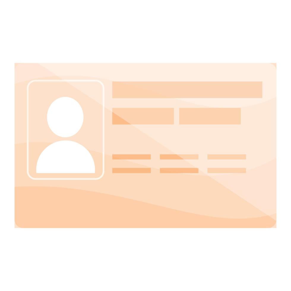 Id card person icon, cartoon style vector