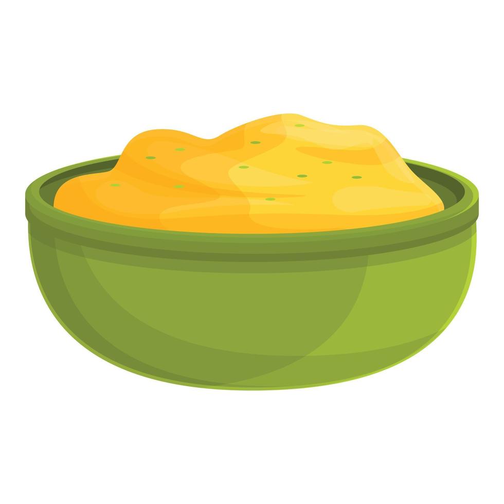 Cook mashed potatoes icon, cartoon style vector