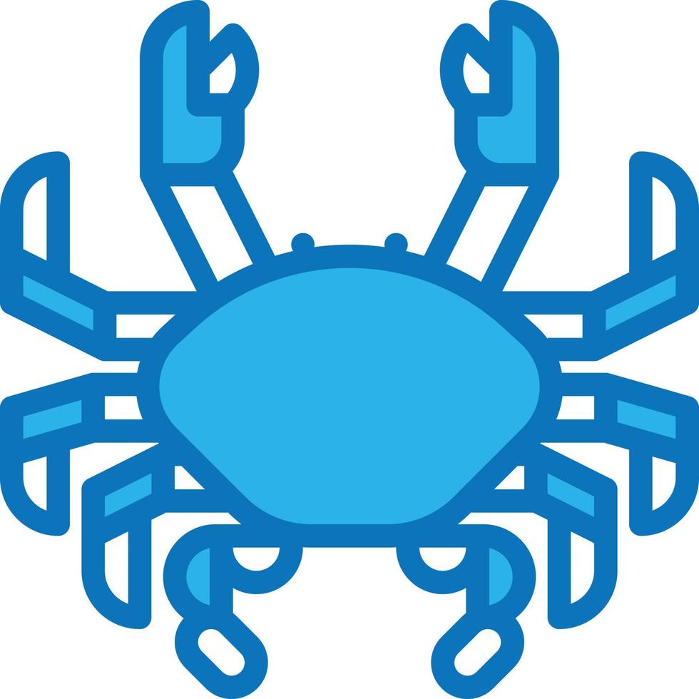 cangrejo animal mar comida japón - icono azul vector