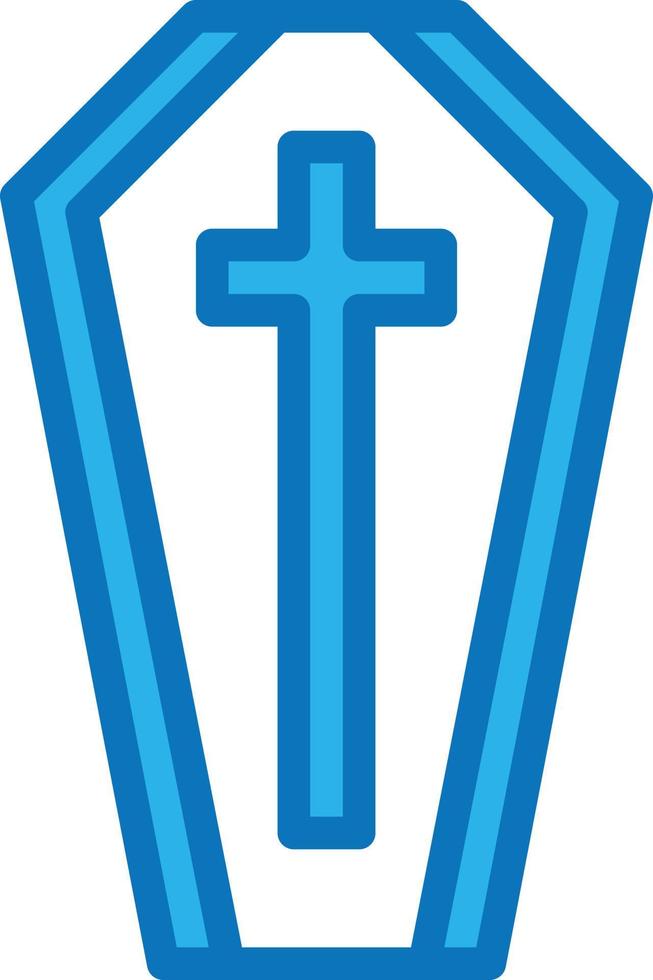 coffin corpse vampire tomb halloween - blue icon vector