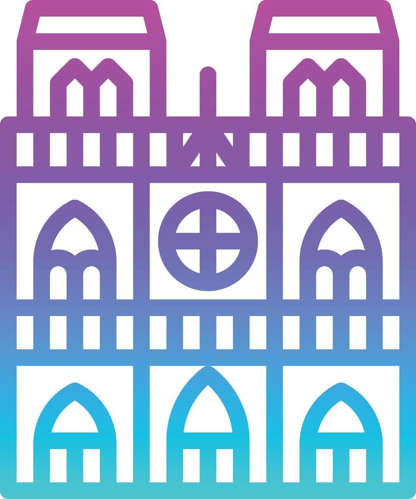 notre dame paris france landmark building - gradient icon vector