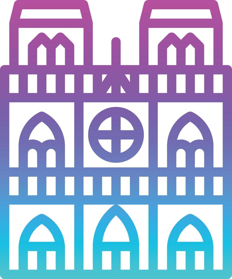 notre dame paris francia edificio emblemático - icono degradado vector