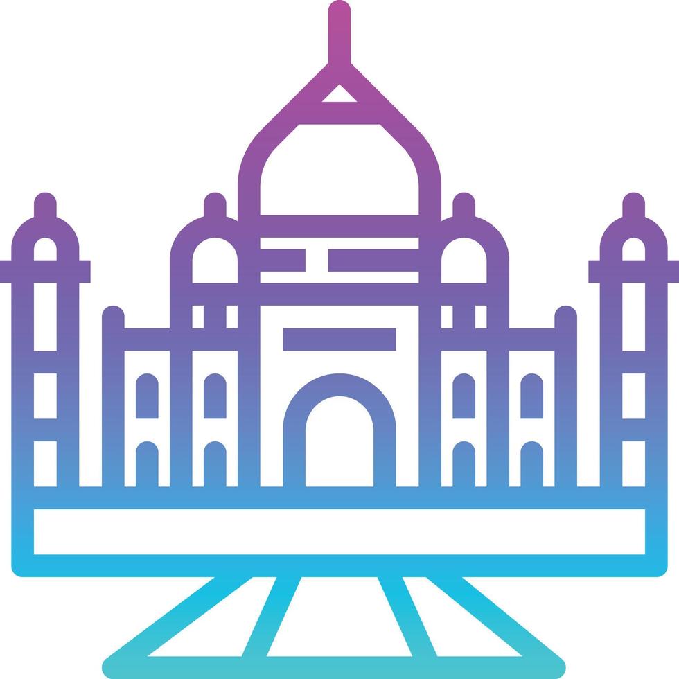 taj mahal india landmark travel - gradient icon vector