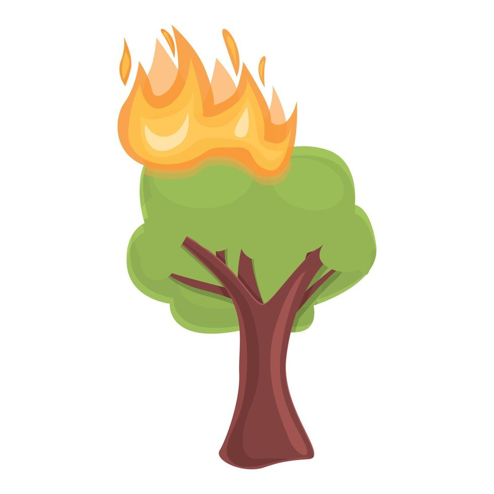 Forest fire tree icon, cartoon style vector