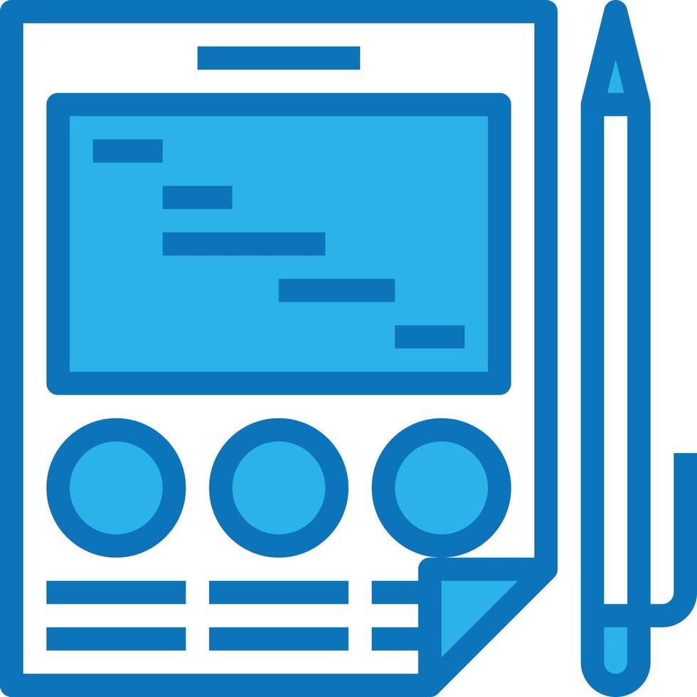 plan report pen paper - blue icon vector