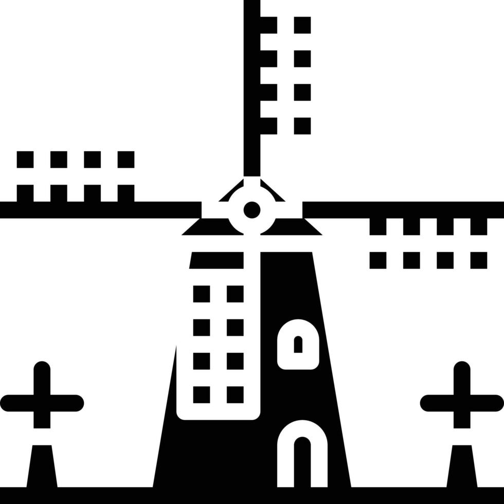 kinderdijk netherlands landmark windmill farm - solid icon vector