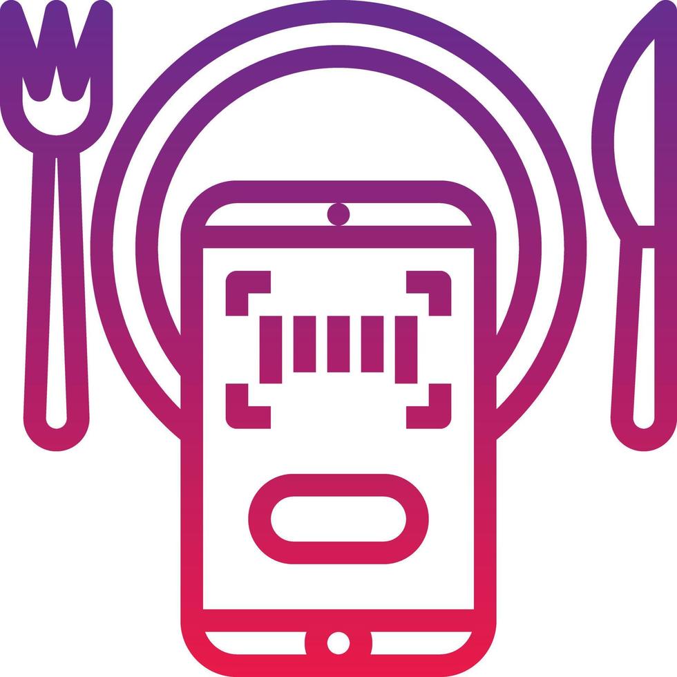 barcode mobile scan food delivery - gradient icon vector