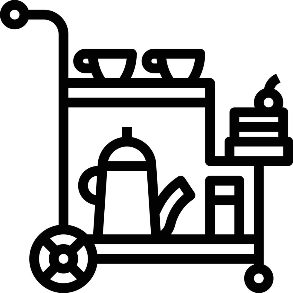 cart tea set food delivery - outline icon vector