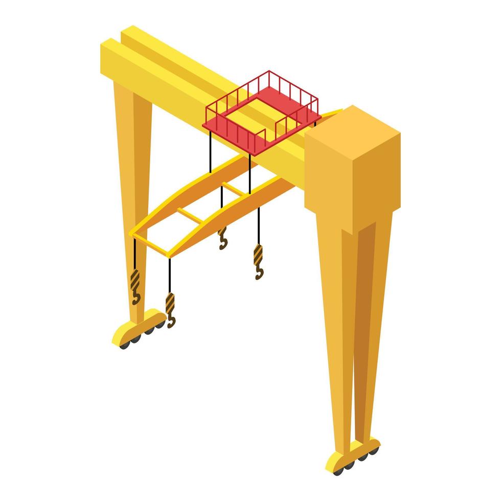 Railway big crane icon, isometric style vector