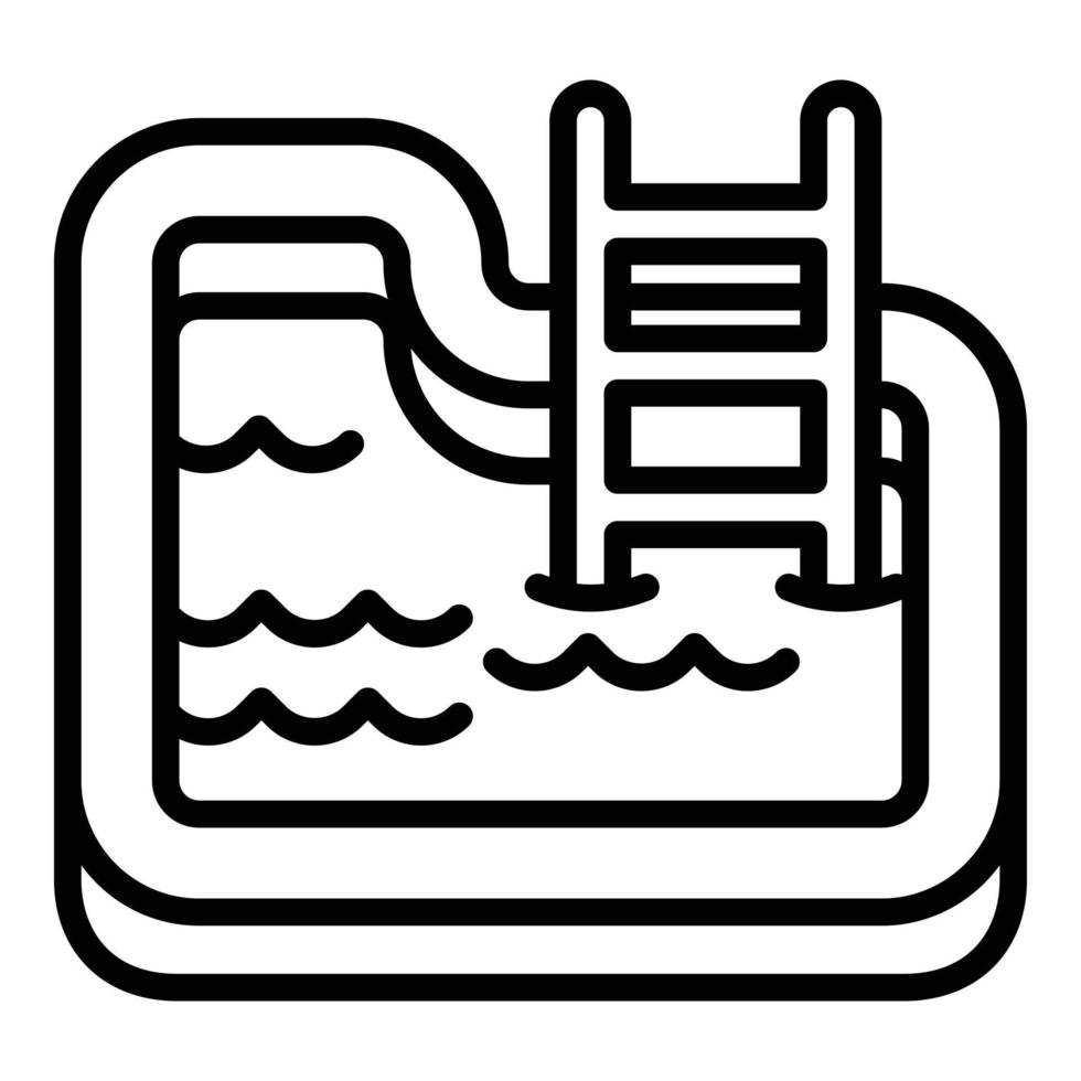 icono de la piscina del pueblo, estilo de esquema vector