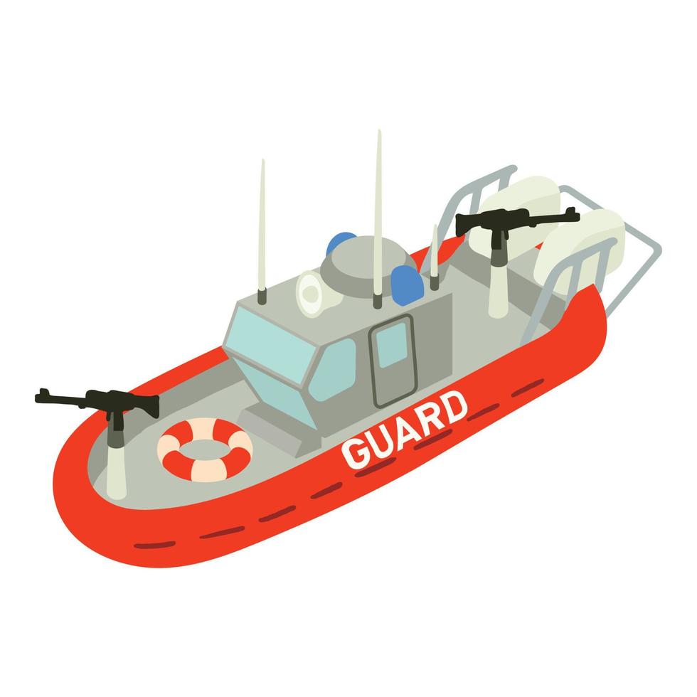 icono de barco de guardia, estilo isométrico vector