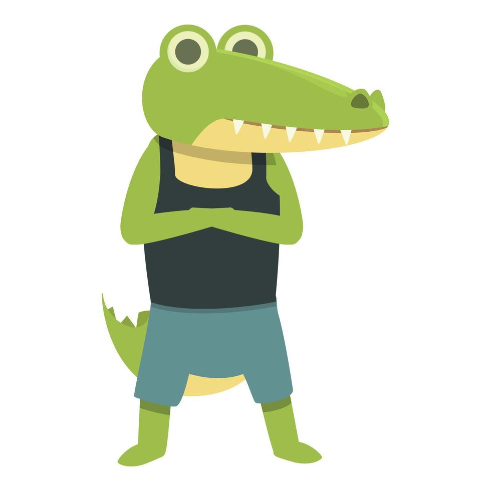 Alligator sportsman icon cartoon vector. Jungle crocodile vector