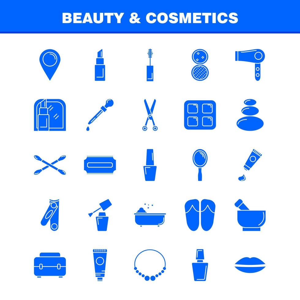 Beauty And Cosmetics Solid Glyph Icon for Web Print and Mobile UXUI Kit Such as Jewel Necklace Present Lips Cosmetic Mouth Beauty Clothes Pictogram Pack Vector