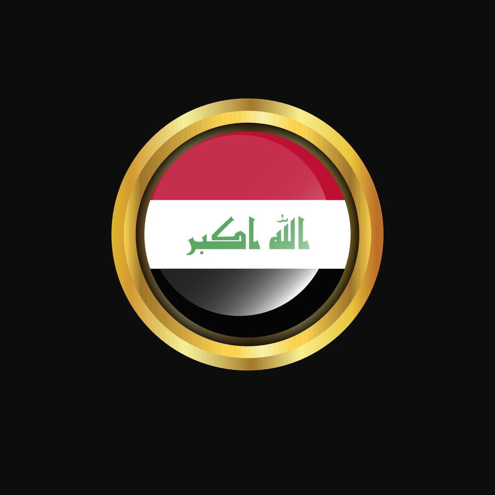 Iraq flag Golden button vector