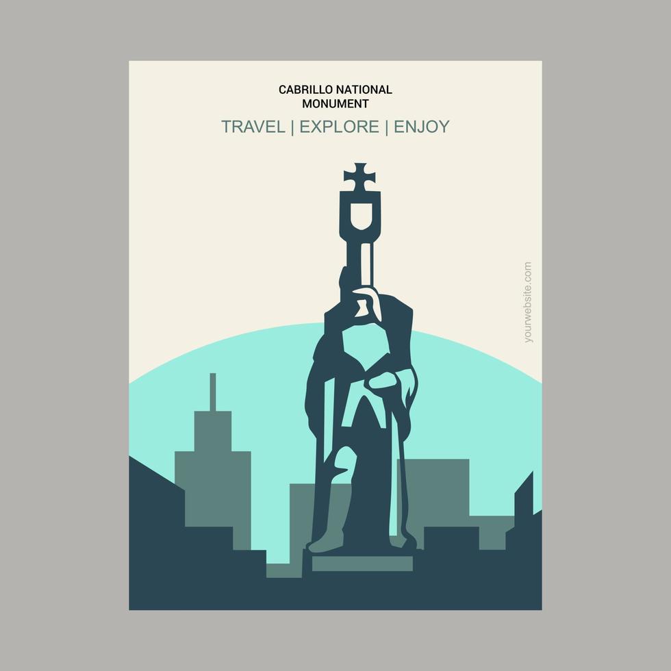 cabrillo monumento nacional az usa plantilla de póster de hito de estilo vintage vector