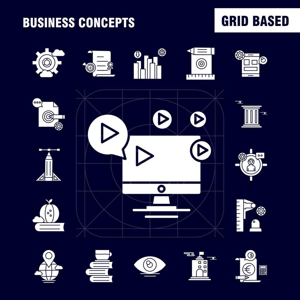 Business Concepts Solid Glyph Icons Set For Infographics Mobile UXUI Kit And Print Design Include Direction Board Board Direction Right Floppy Disk Cloud Collection Modern Infographic Logo a vector