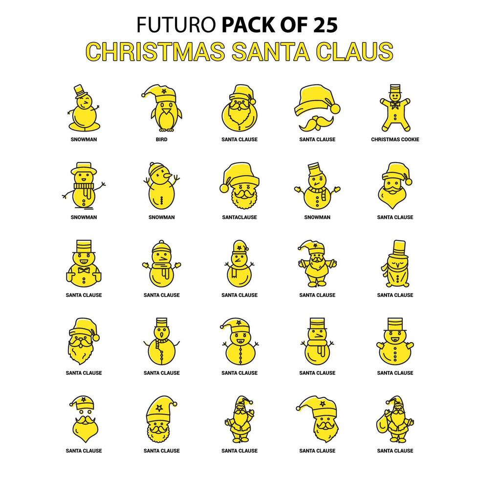 conjunto de iconos de santa claus de navidad amarillo futuro paquete de iconos de último diseño vector