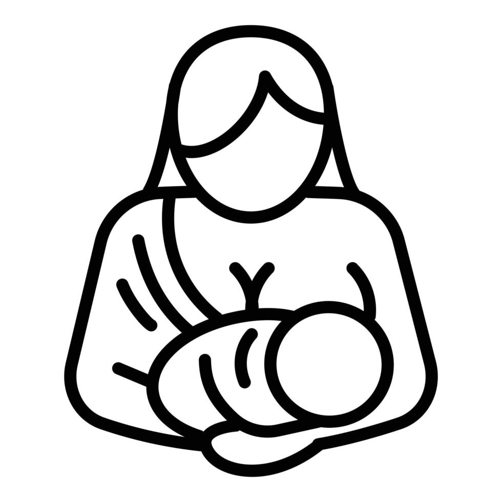 Young mother breastfeeding icon, outline style vector