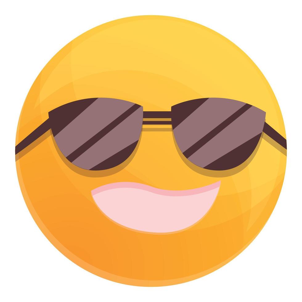 Cool emoticon icon, cartoon style vector