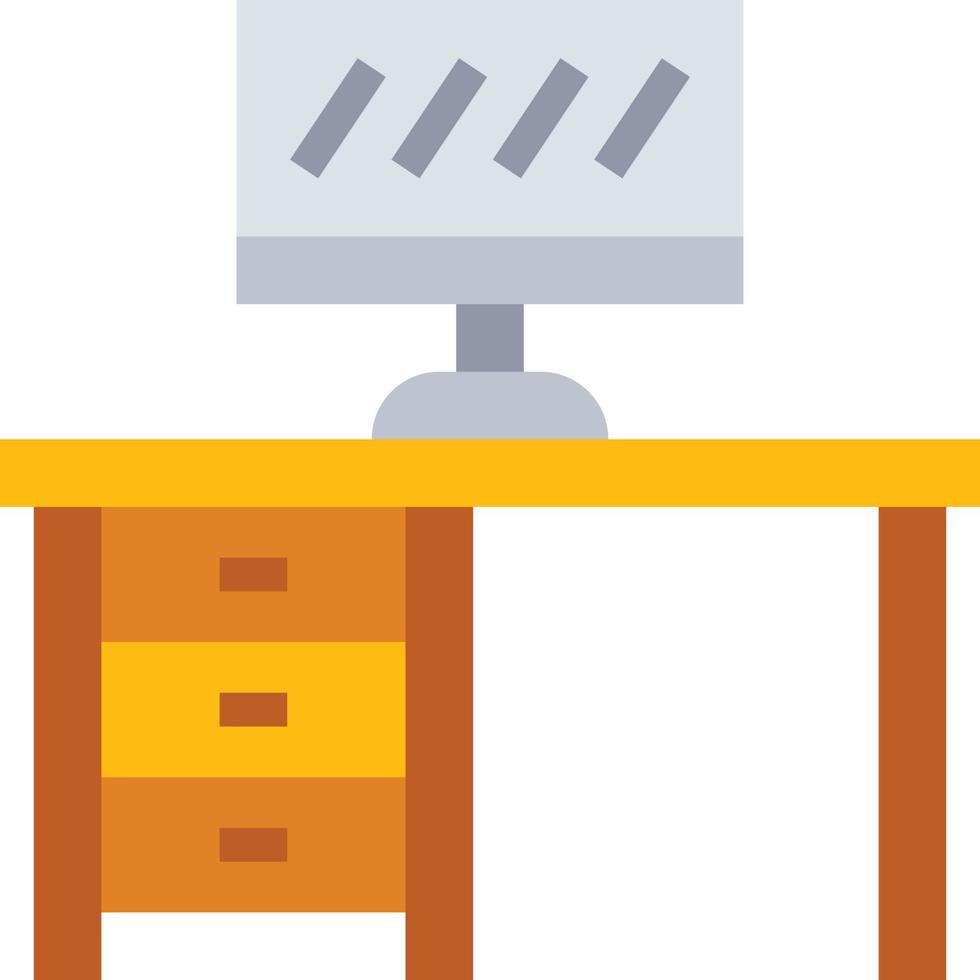 table computer station desk accessory - flat icon vector