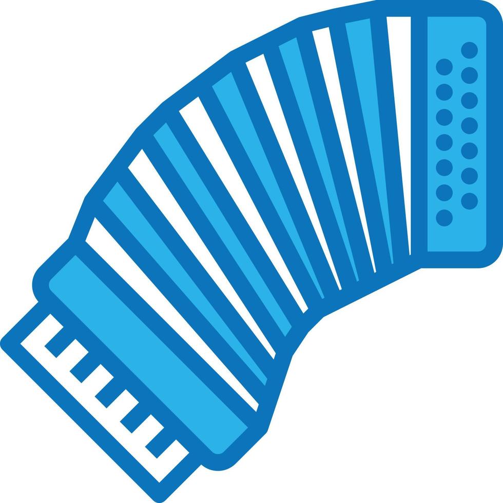 instrumento musical de acordeón - icono azul vector