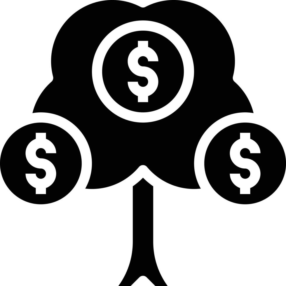 árbol dinero beneficio inversión crecimiento - icono sólido vector