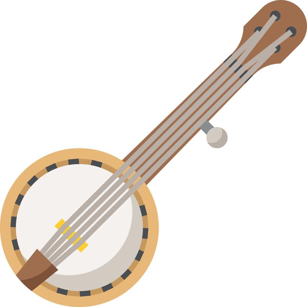 instrumento musical de música banjo - icono plano vector