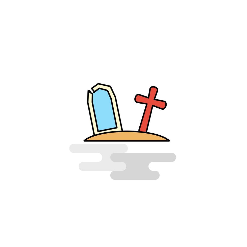 Flat Graveyard Icon Vector