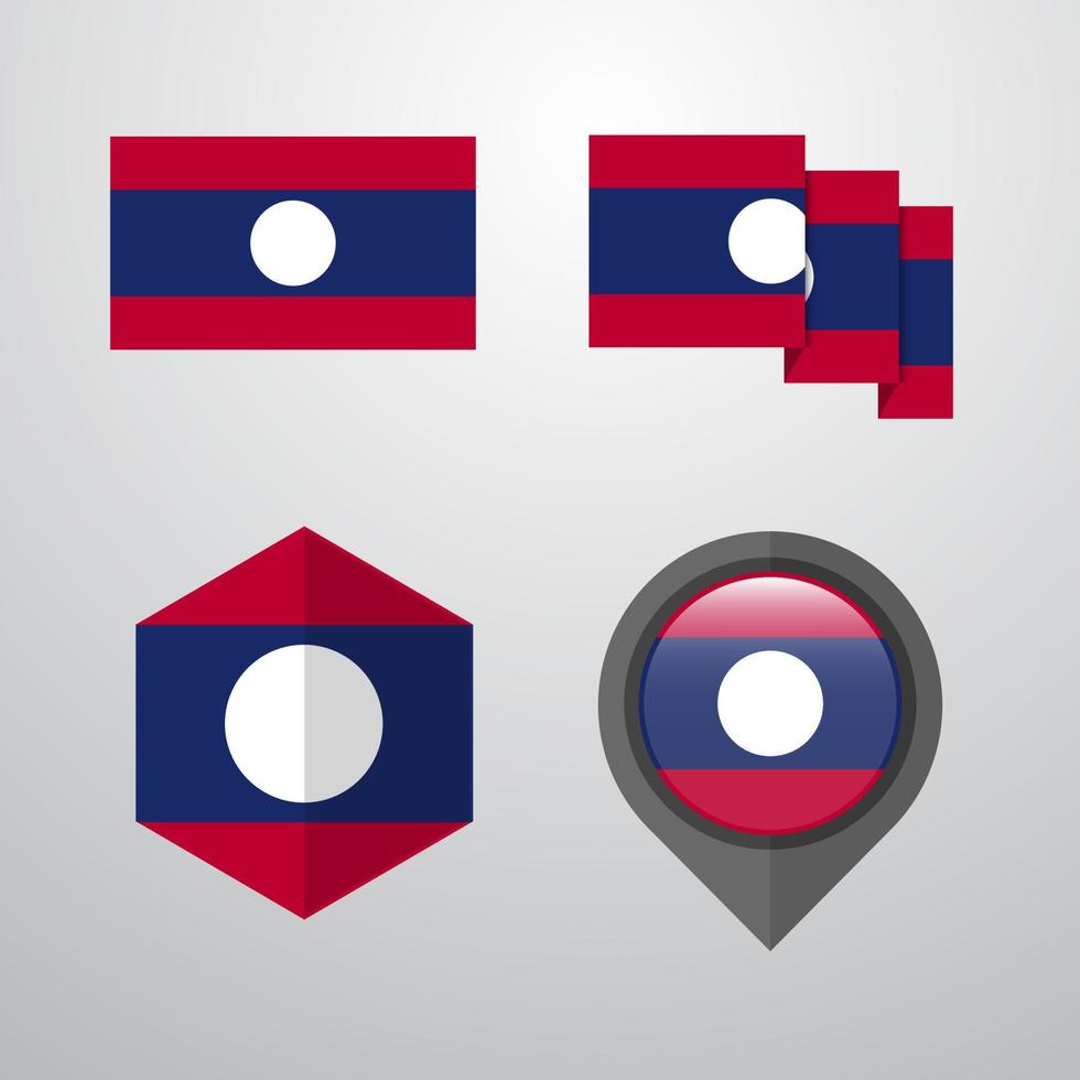 Laos flag design set vector