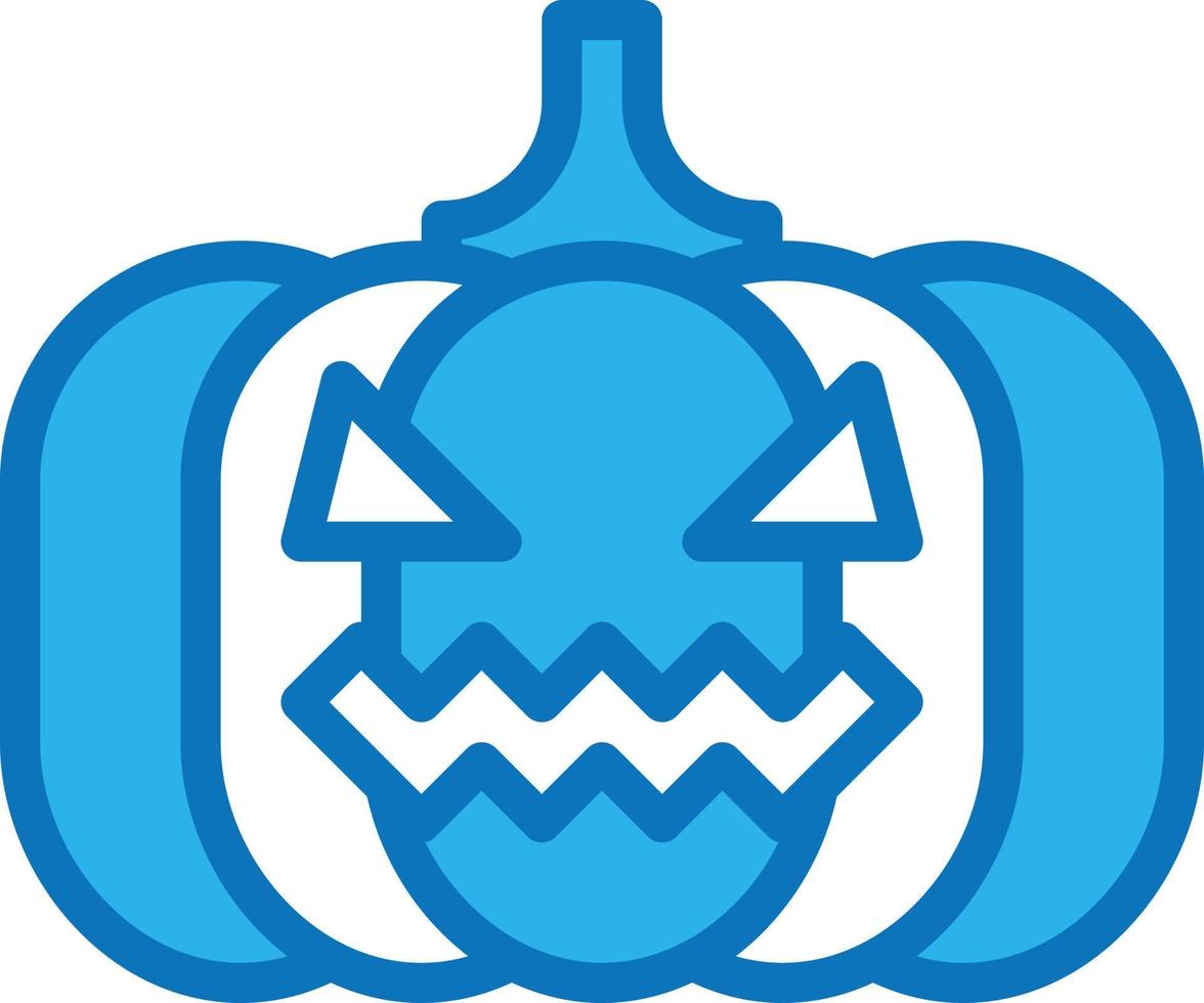 pumpkin head lighting decoration halloween - blue icon vector