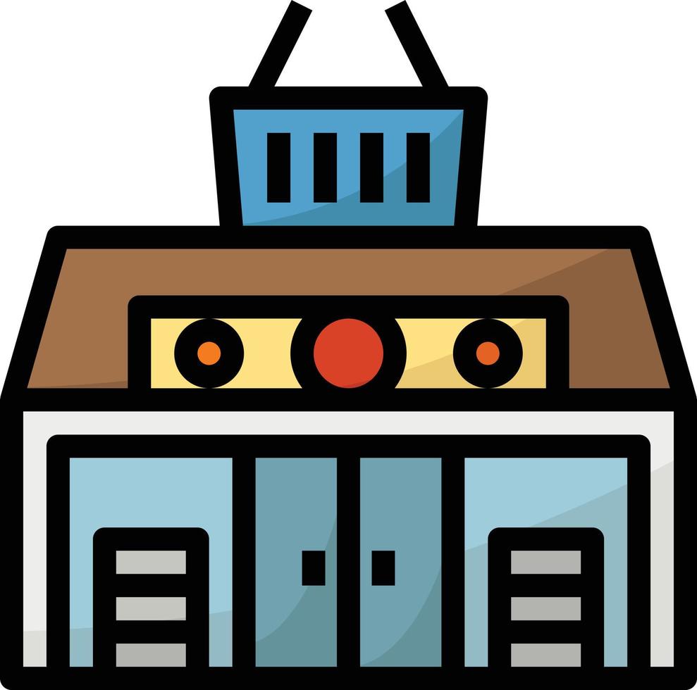 minimart shopping market shop building - filled outline icon vector