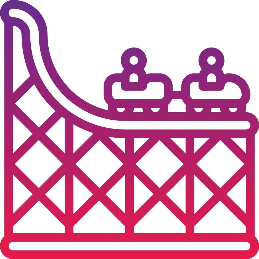 roller coaster park ride rail entertainment - gradient icon vector