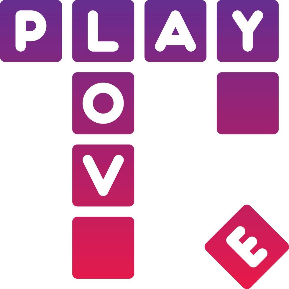 juego de palabras scrabble jugar entretenimiento - icono de gradiente sólido vector