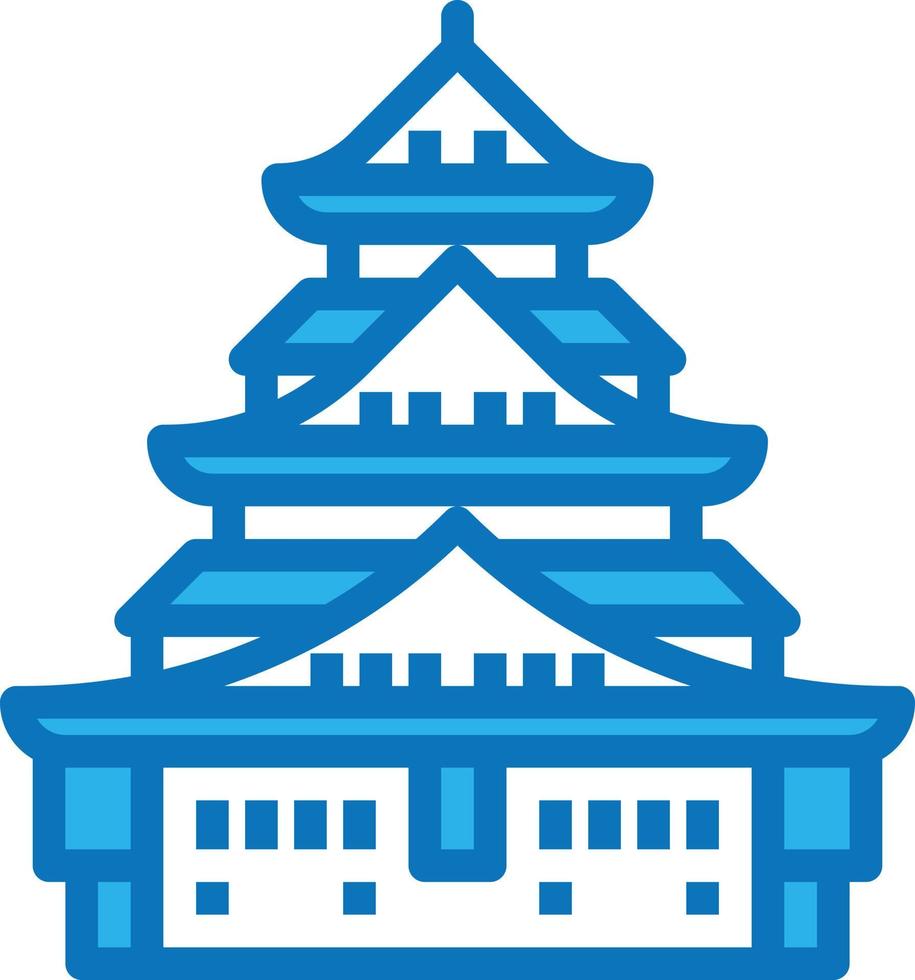 castillo osaka palacio real japón - icono azul vector