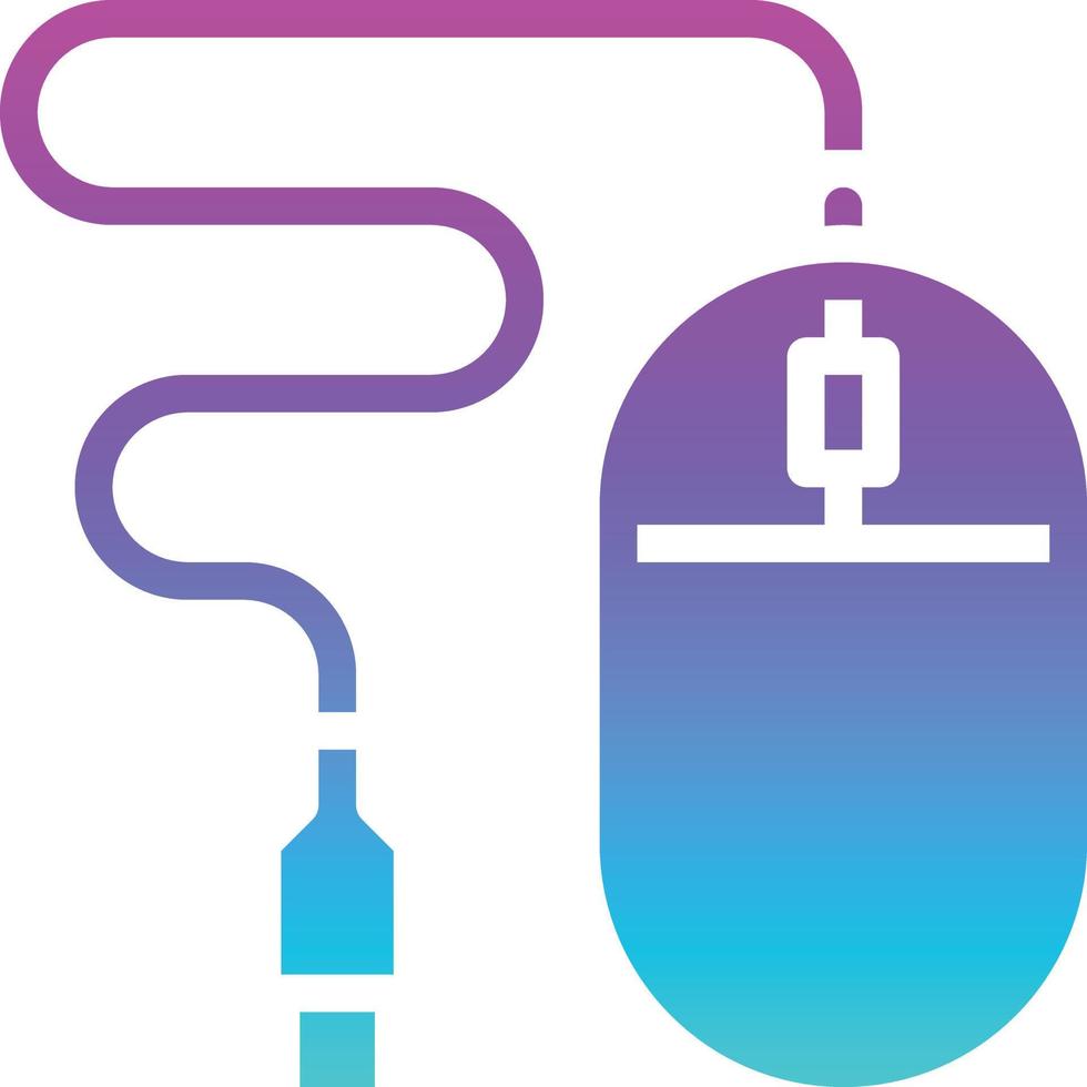 mouse wire click computer accessory - gradient solid icon vector