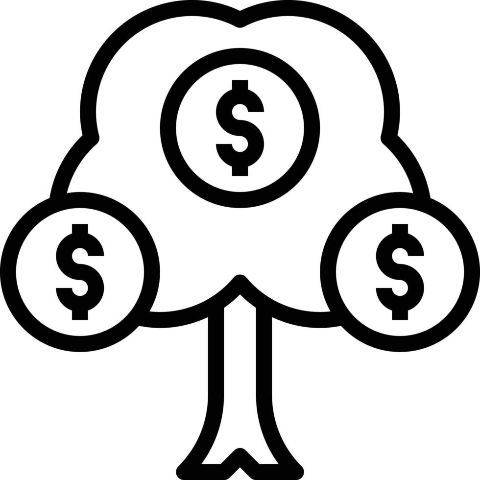 tree money profit investment growth - outline icon vector