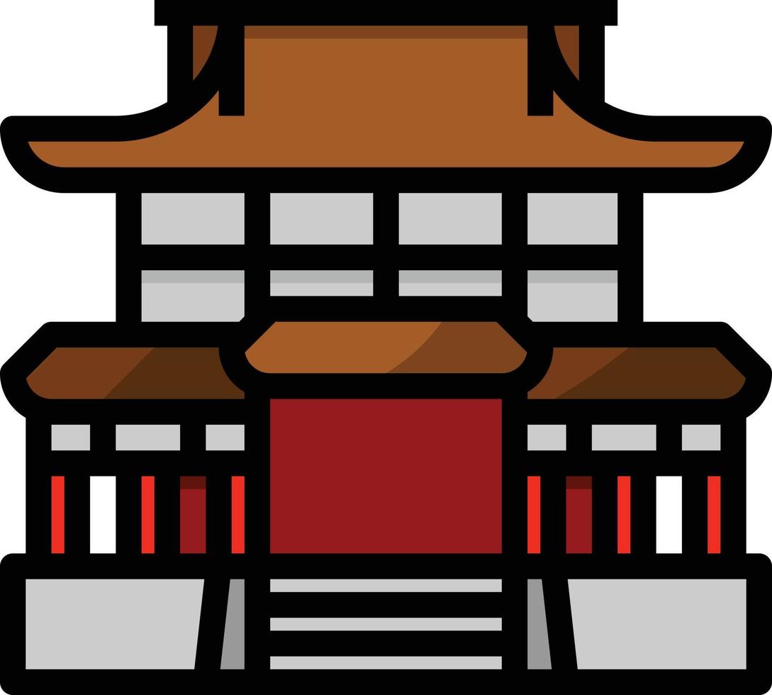 temple monk religion ceremony japan - filled outline icon vector