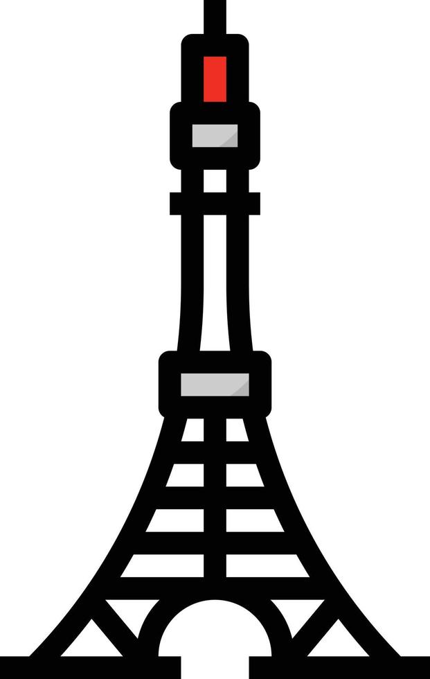 torre de tokio japón hito japonés - icono de contorno lleno vector