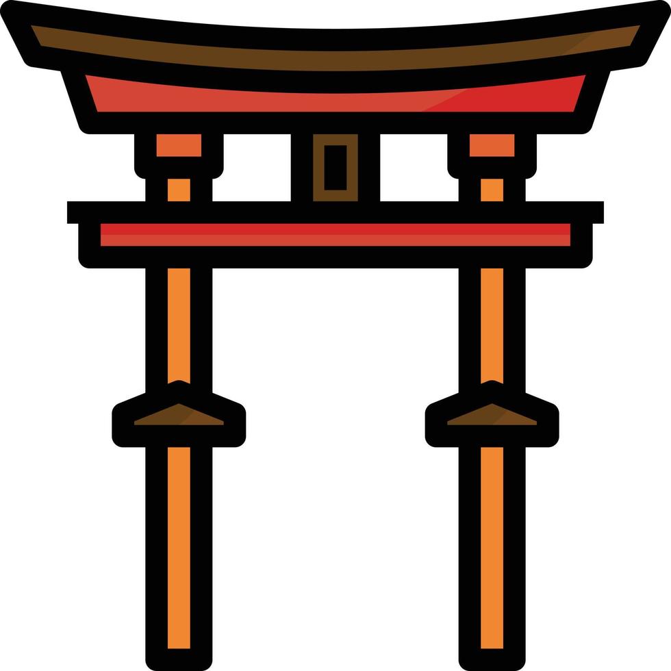 torii gate japan landmark temple gate - filled outline icon vector