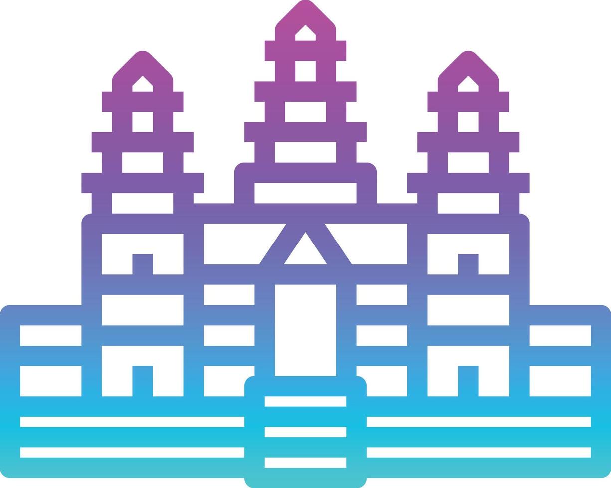 angkor wat cambodia landmark siem reap building - gradient icon vector