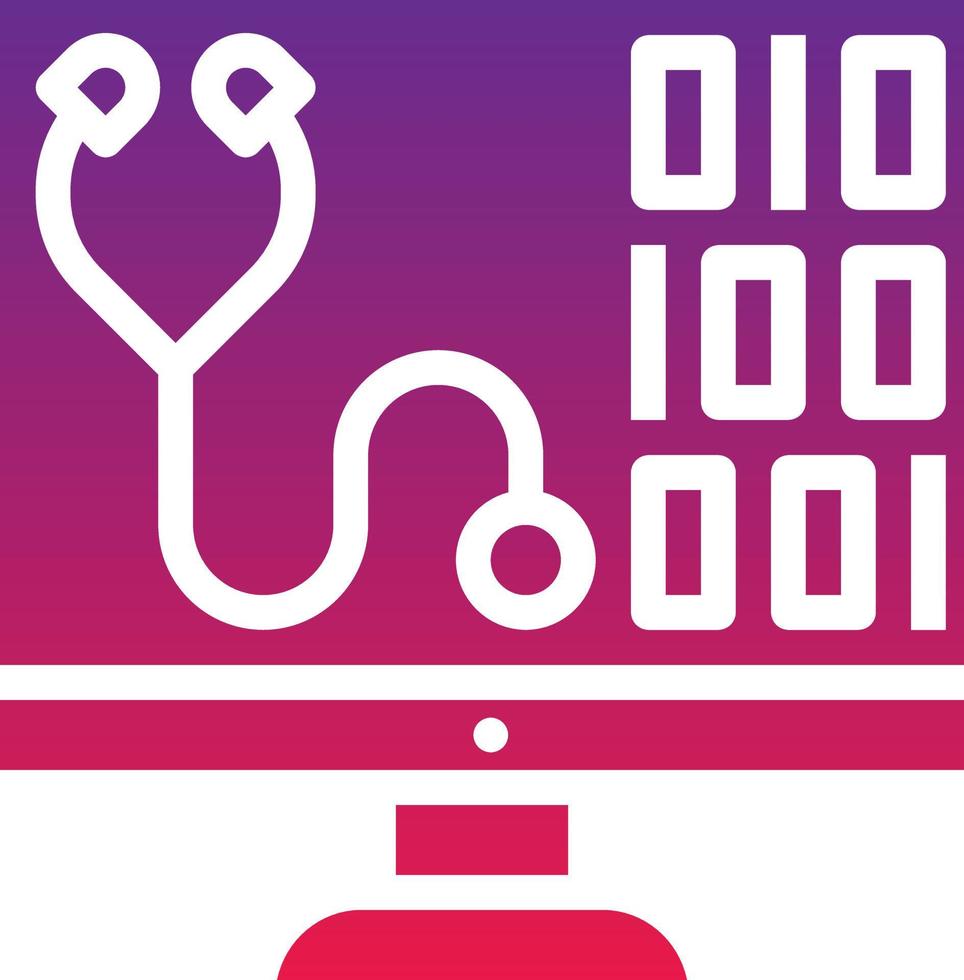 health care computer ai artificial intelligence - solid gradient icon vector