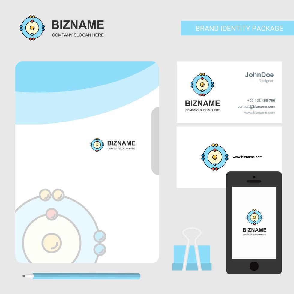 Atoms Business Logo File Cover Visiting Card and Mobile App Design Vector Illustration