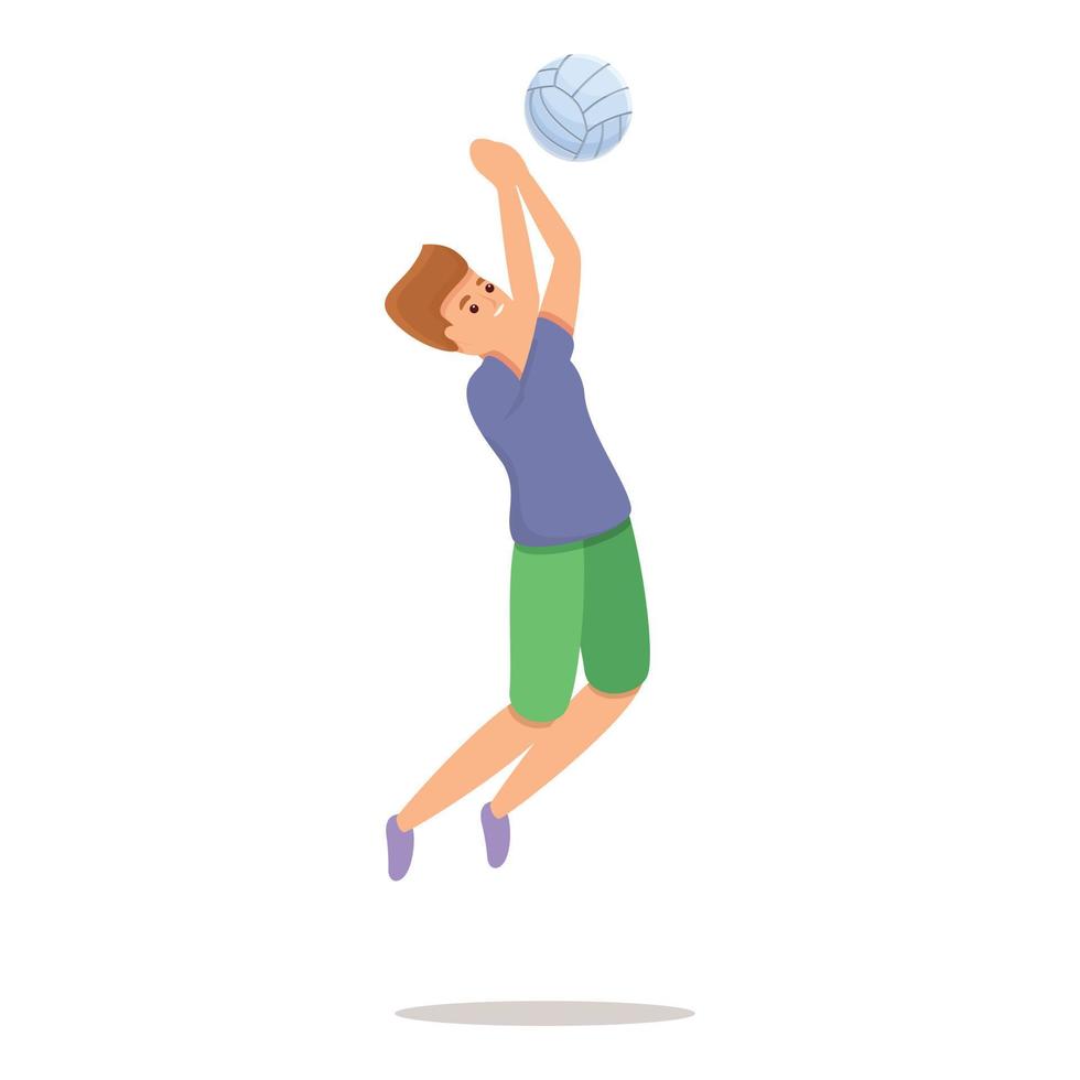 potente icono de patada de voleibol, estilo de dibujos animados vector