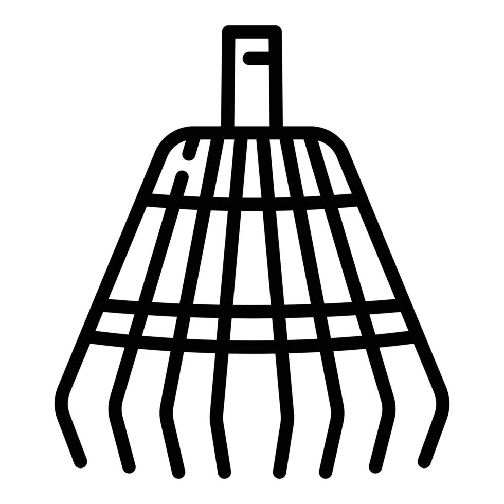 Gardening leaf rake icon, outline style vector