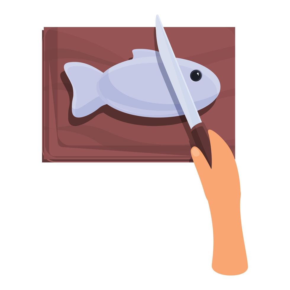 Fish cooking icon, cartoon style vector