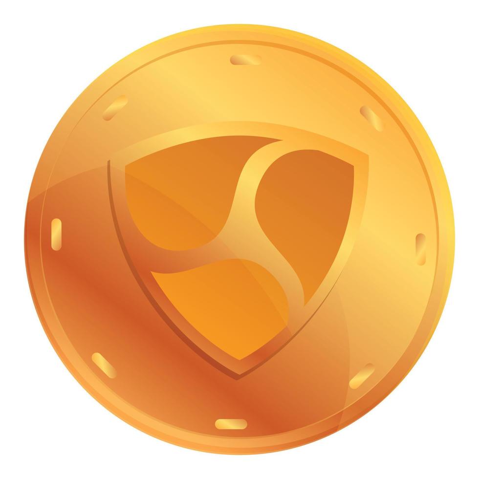 Shield cryptocurrency icon, cartoon style vector