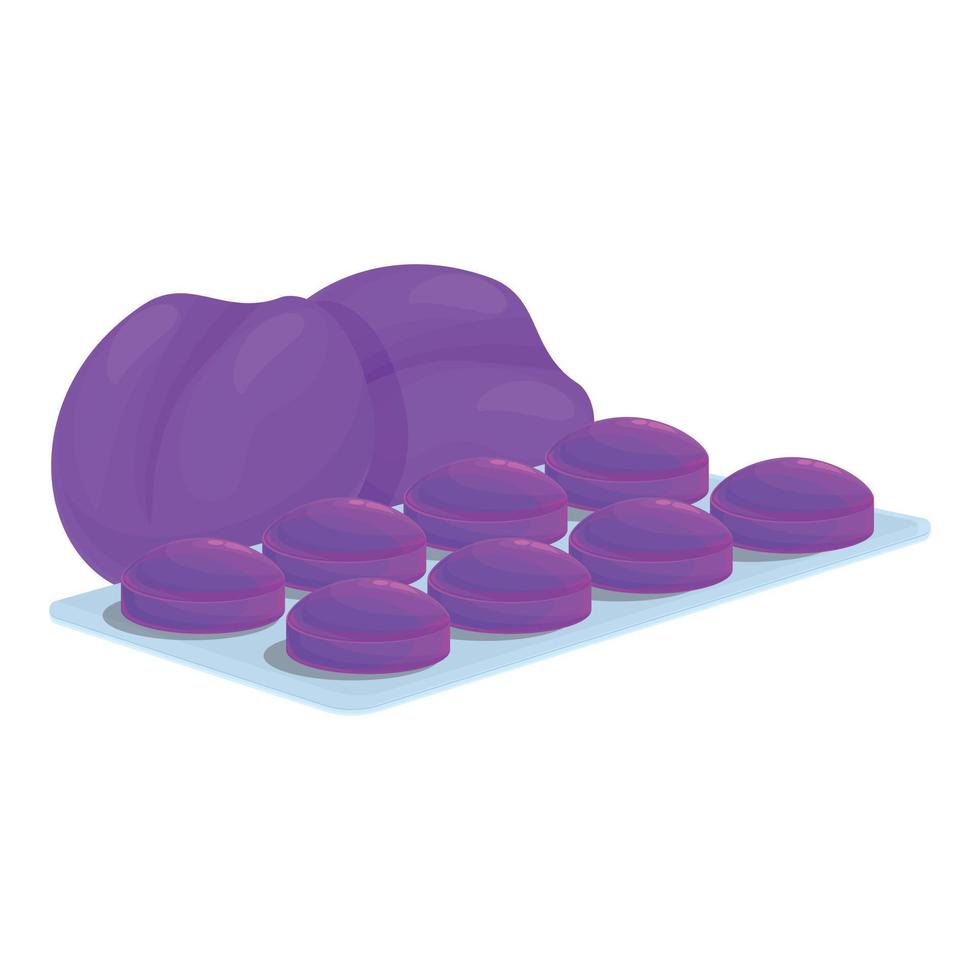 icono de gotas para la tos de ciruela, estilo de dibujos animados vector